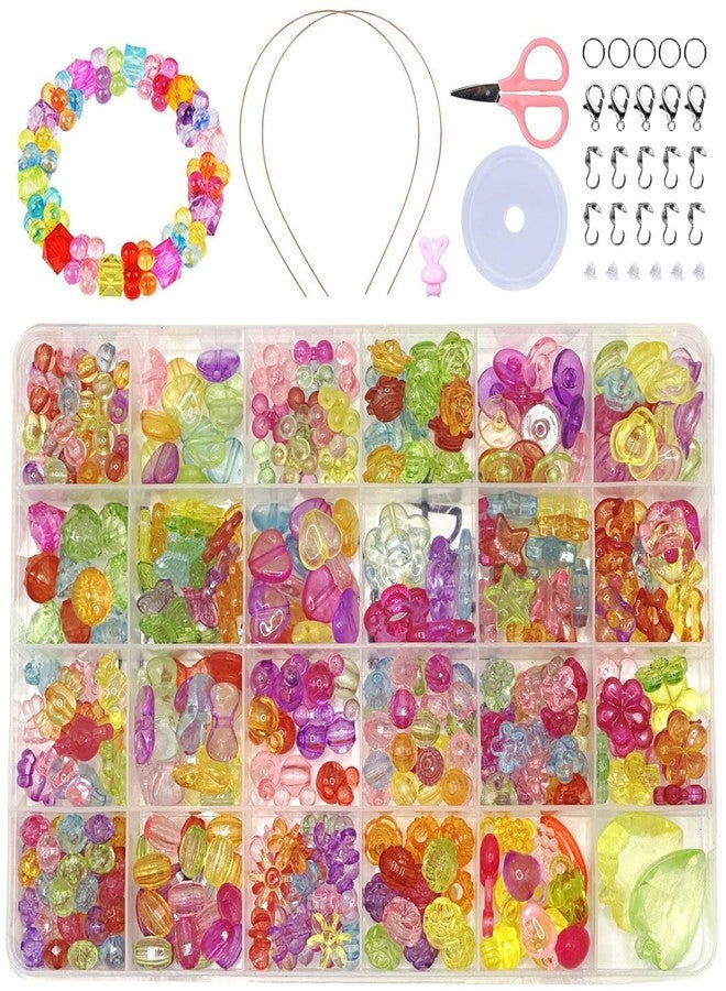 Massmot 410Pcs Beads for Kids Crafts, Children's Jewelry Making Kit, DIY Bracelets Necklace Hairband and Rings Craft Kits for 4-12 Years Old Little Girls, Multicolor - Image 1